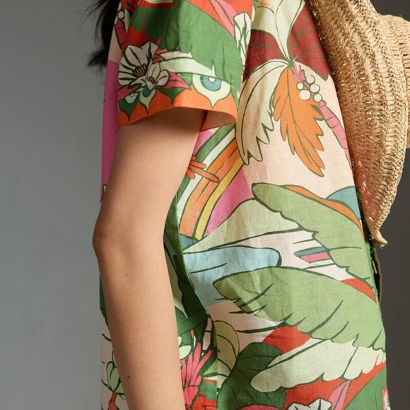 FARM RIO LINEN SURF BUTTON DOWN XS - Picture 3 of 8